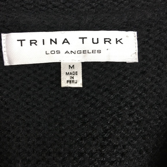 Trina Turk Alpaca Blend Cable Knit Short Sleeve Hoodie Sweater In  Black Size M - Picture 7 of 8